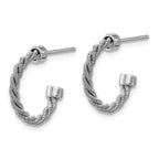 Leslie's SS RH-pltd Polished and Twisted 17mm Post J-Hoop Earrings - Image 2