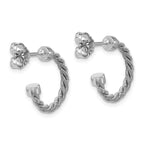 Leslie's SS RH-pltd Polished and Twisted 17mm Post J-Hoop Earrings - Image 4