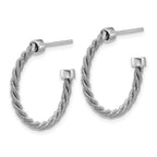 Leslie's SS RH-pltd Polished and Twisted 22mm Post J-Hoop Earrings - Image 2