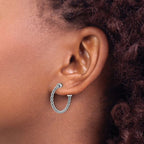 Leslie's SS RH-pltd Polished and Twisted 22mm Post J-Hoop Earrings - Image 3