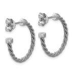 Leslie's SS RH-pltd Polished and Twisted 22mm Post J-Hoop Earrings - Image 4