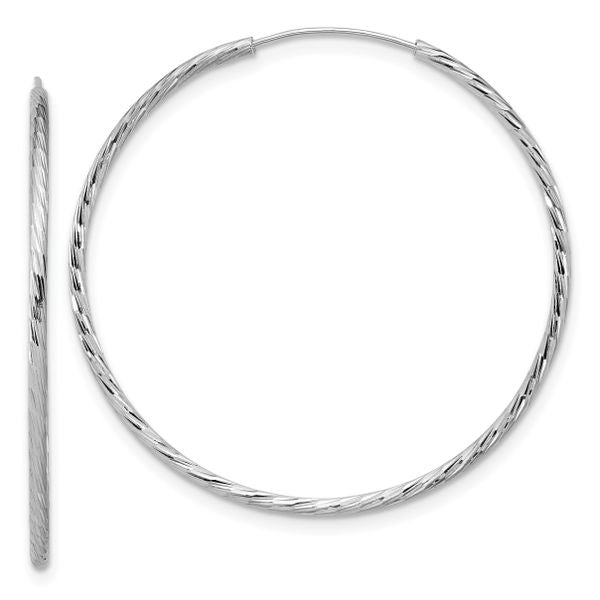 Leslie's SS RH-plated Diamond-cut 1.25mm Endless Hoop Earrings