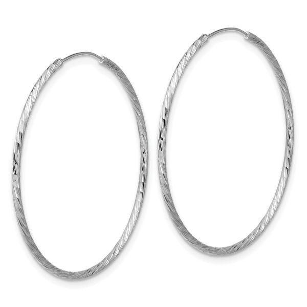 Leslie's SS RH-plated Diamond-cut 1.25mm Endless Hoop Earrings - Image 4