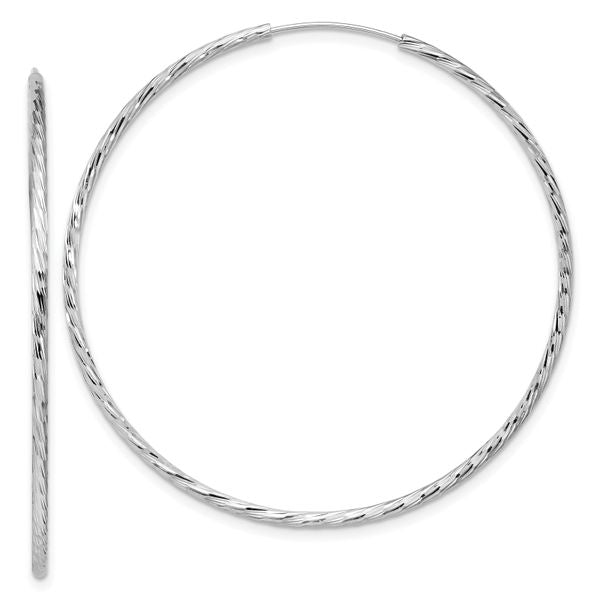 Leslie's SS RH-plated Diamond-cut 1.5mm Endless Hoop Earrings