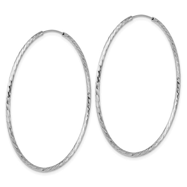 Leslie's SS RH-plated Diamond-cut 1.5mm Endless Hoop Earrings - Image 2
