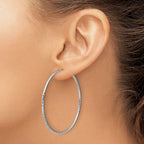 Leslie's SS RH-plated Diamond-cut 1.5mm Endless Hoop Earrings - Image 3