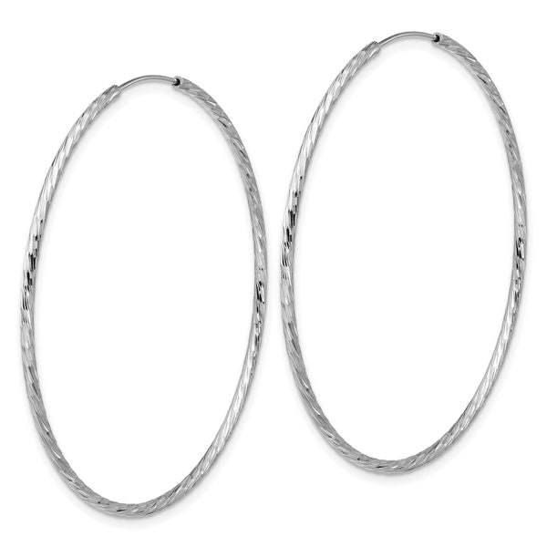 Leslie's SS RH-plated Diamond-cut 1.5mm Endless Hoop Earrings - Image 4
