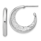 Leslie's SS Radiant Essence Polished/Textured Post J-Hoop Earrings