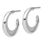 Leslie's SS Radiant Essence Polished/Textured Post J-Hoop Earrings - Image 2