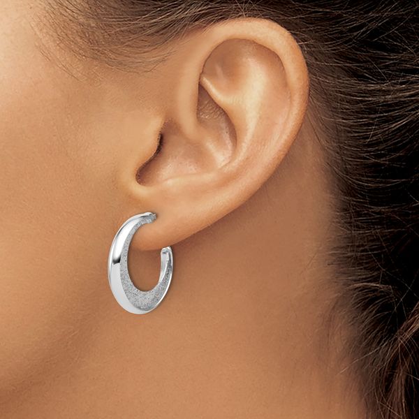 Leslie's SS Radiant Essence Polished/Textured Post J-Hoop Earrings - Image 3