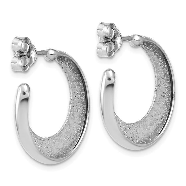 Leslie's SS Radiant Essence Polished/Textured Post J-Hoop Earrings - Image 4