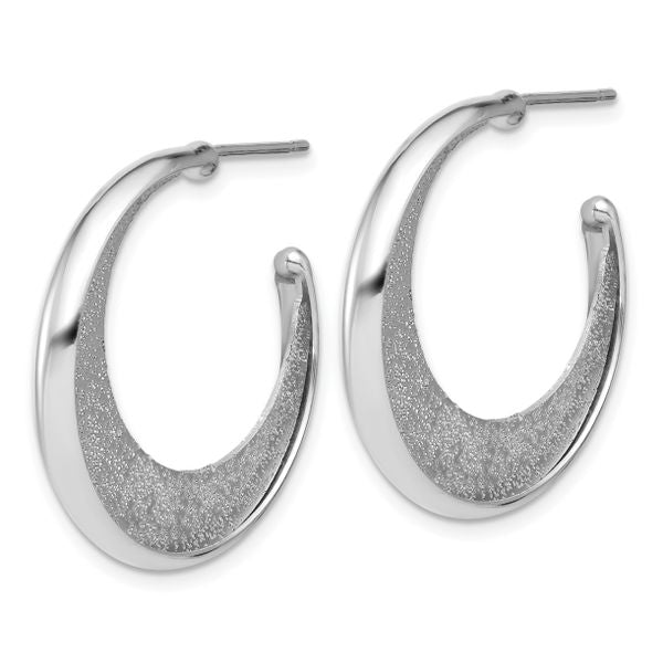 Leslie's SS Radiant Essence Polished/Textured Post J-Hoop Earrings - Image 2