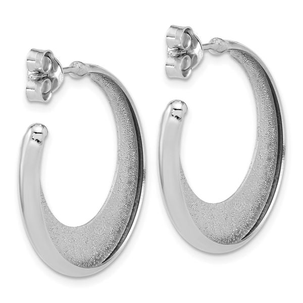 Leslie's SS Radiant Essence Polished/Textured Post J-Hoop Earrings - Image 4