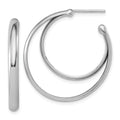 Leslie's SS Polished 31.5mm Double Post J-Hoop Earrings
