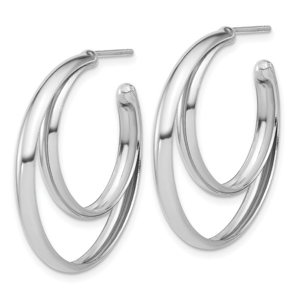 Leslie's SS Polished 31.5mm Double Post J-Hoop Earrings - Image 2
