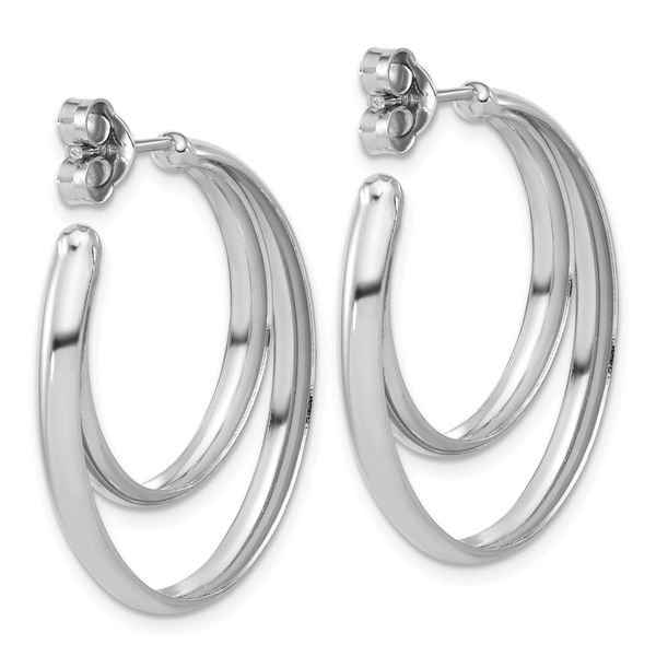 Leslie's SS Polished 31.5mm Double Post J-Hoop Earrings - Image 4