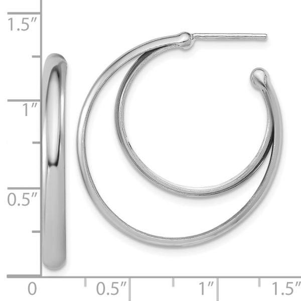 Leslie's SS Polished 31.5mm Double Post J-Hoop Earrings - Image 5