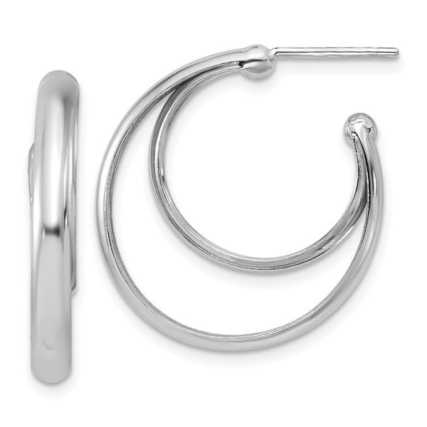 Leslie's SS Polished 26mm Double Post J-Hoop Earrings