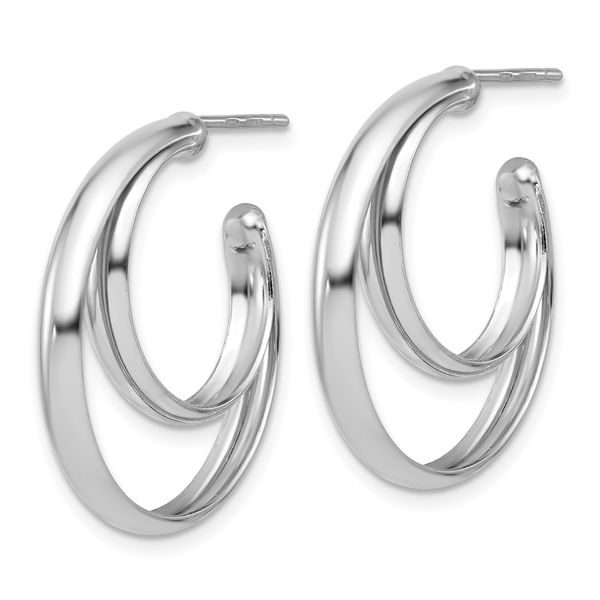 Leslie's SS Polished 26mm Double Post J-Hoop Earrings - Image 2