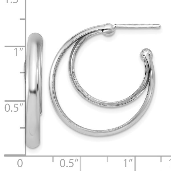 Leslie's SS Polished 26mm Double Post J-Hoop Earrings - Image 5