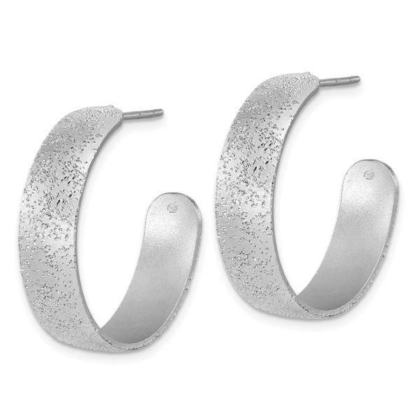 Leslie's SS Radiant Essence Textured 29mm Post J-Hoop Earrings - Image 2