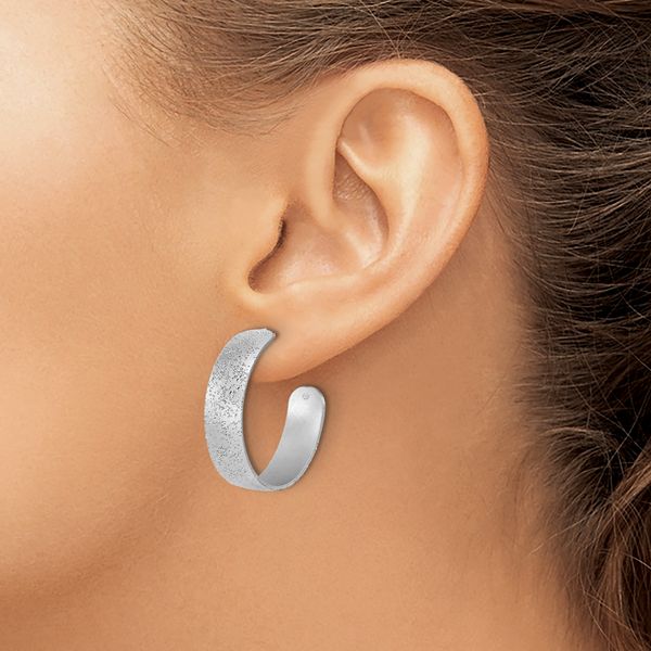 Leslie's SS Radiant Essence Textured 29mm Post J-Hoop Earrings - Image 3