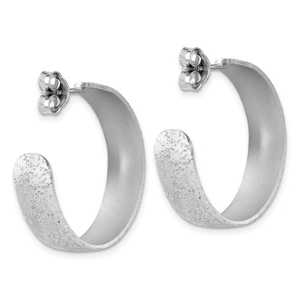 Leslie's SS Radiant Essence Textured 29mm Post J-Hoop Earrings - Image 4