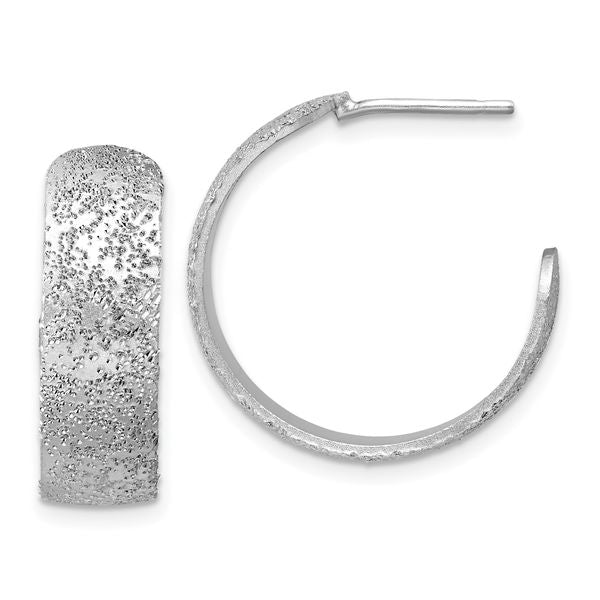 Leslie's SS Radiant Essence Textured 29mm Post J-Hoop Earrings