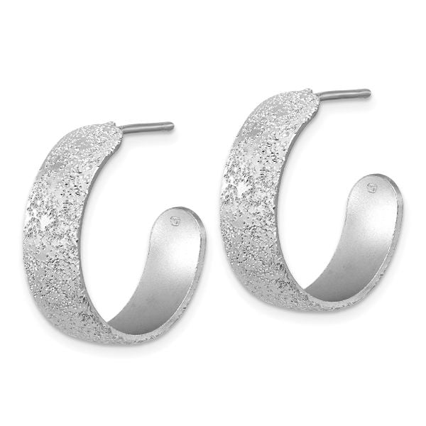 Leslie's SS Radiant Essence Textured 29mm Post J-Hoop Earrings - Image 2