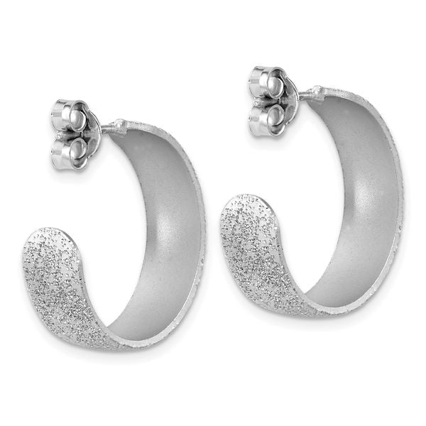 Leslie's SS Radiant Essence Textured 29mm Post J-Hoop Earrings - Image 4