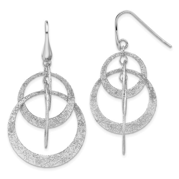 Leslie's SS Radiant Essence Polished/Textured Circles Dangle Earrings