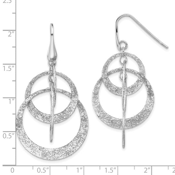 Leslie's SS Radiant Essence Polished/Textured Circles Dangle Earrings - Image 5