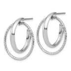 Leslie's SS Polished / Diamond-cut Fancy Circles Post J-Hoop Earrings - Image 2