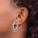 Leslie's SS Polished / Diamond-cut Fancy Circles Post J-Hoop Earrings - Image 3
