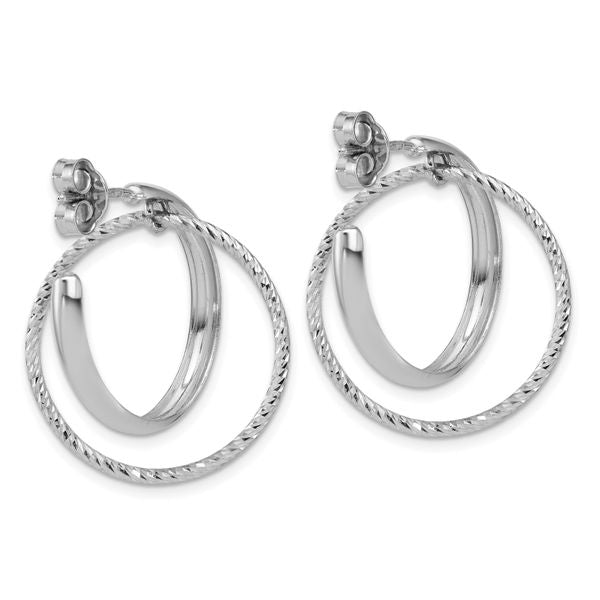 Leslie's SS Polished / Diamond-cut Fancy Circles Post J-Hoop Earrings - Image 4