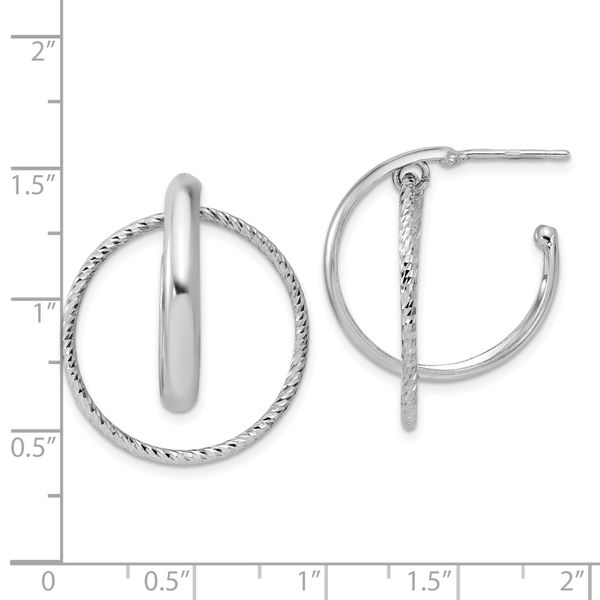 Leslie's SS Polished / Diamond-cut Fancy Circles Post J-Hoop Earrings - Image 5