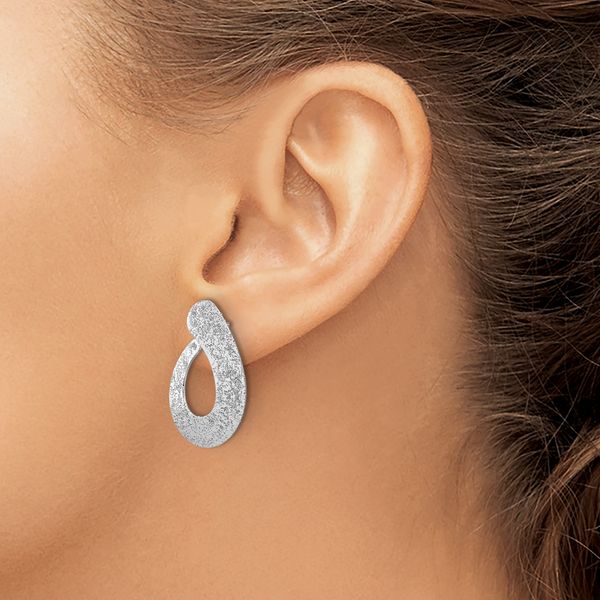 Leslie's SS Radiant Essence Textured Tapered Teardrop Post Earrings - Image 3