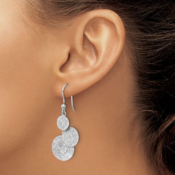 Leslie's SS Radiant Essence Textured Circles Dangle Earrings - Image 3