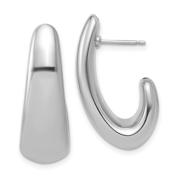 Leslie's Sterling Silver RH-plated Polished Post J-Hoop Earrings