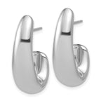 Leslie's Sterling Silver RH-plated Polished Post J-Hoop Earrings - Image 2