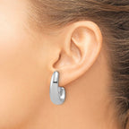 Leslie's Sterling Silver RH-plated Polished Post J-Hoop Earrings - Image 3