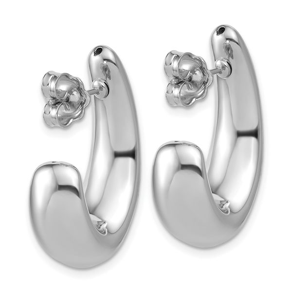 Leslie's Sterling Silver RH-plated Polished Post J-Hoop Earrings - Image 4