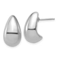 Leslie's Sterling Silver RH-plat Polished Puff Teardrop Post Earrings