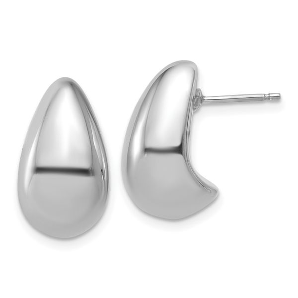 Leslie's Sterling Silver RH-plat Polished Puff Teardrop Post Earrings