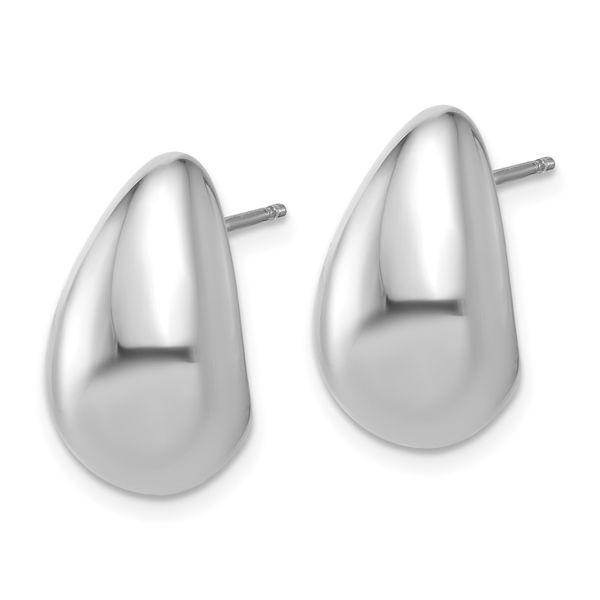 Leslie's Sterling Silver RH-plat Polished Puff Teardrop Post Earrings - Image 2