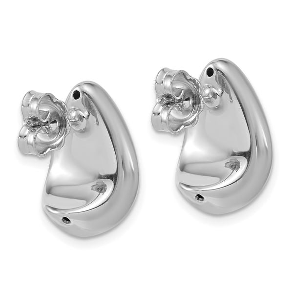 Leslie's Sterling Silver RH-plat Polished Puff Teardrop Post Earrings - Image 4