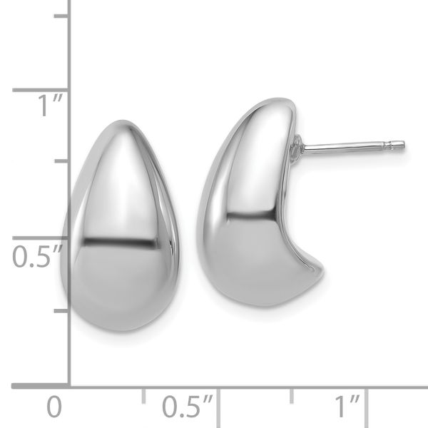 Leslie's Sterling Silver RH-plat Polished Puff Teardrop Post Earrings - Image 5