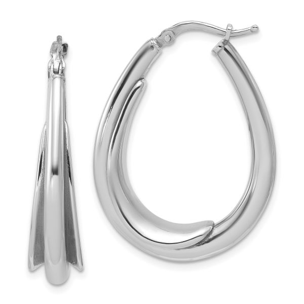 Leslie's Sterling Silver RH-plated Polished Fancy Oval Hoop Earrings