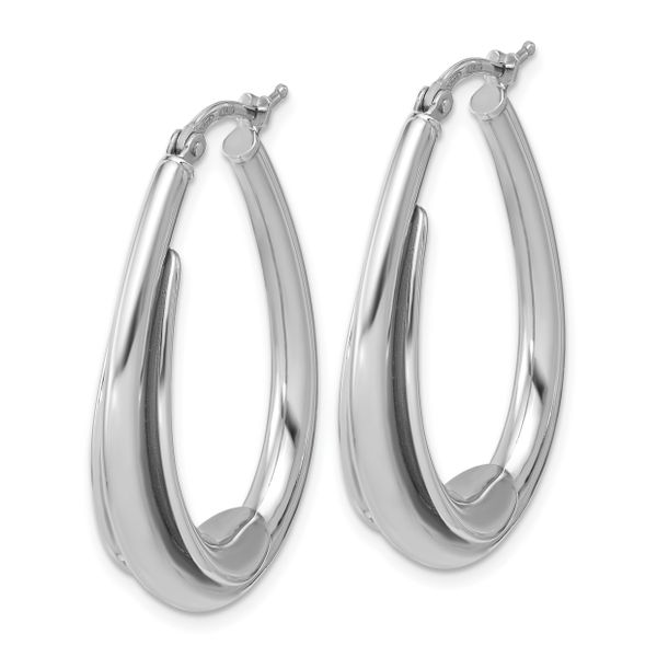 Leslie's Sterling Silver RH-plated Polished Fancy Oval Hoop Earrings - Image 2