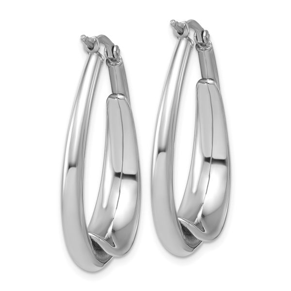 Leslie's Sterling Silver RH-plated Polished Fancy Oval Hoop Earrings - Image 4